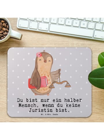 Mr. & Mrs. Panda Mauspad Juristin Herz mit Spruch in Grau Pastell