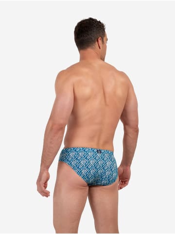 HOM Badehose Swim Mini Briefs Camaiore in blue print