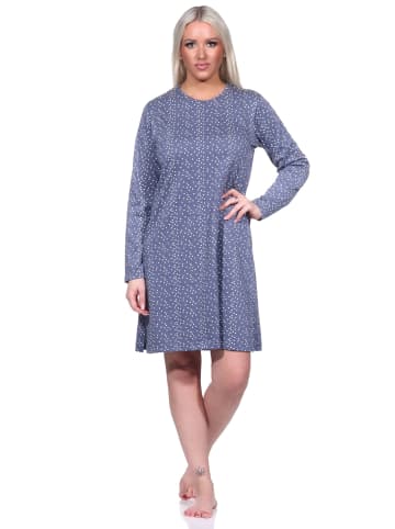 NORMANN Nachthemd langarm Bigshirt Tupfen - 76256 in Grau
