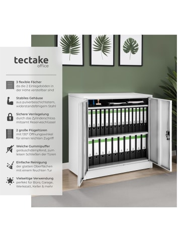 tectake Büroschrank mit 3 Böden, abschließbar, 90x40x90 cm