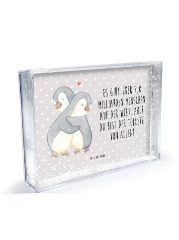 Mr. & Mrs. Panda Bilderrahmen Pinguine Kuscheln mit Spruch in Grau Pastell