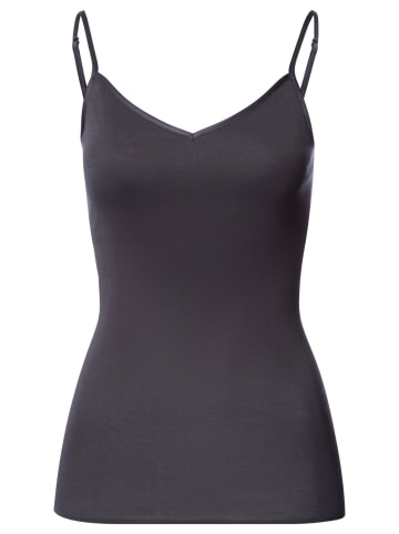 Hanro Spaghetti Top Cotton Seamless in Black pearl