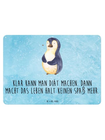 Mr. & Mrs. Panda Wandbild Pinguin Diät mit Spruch in Eisblau