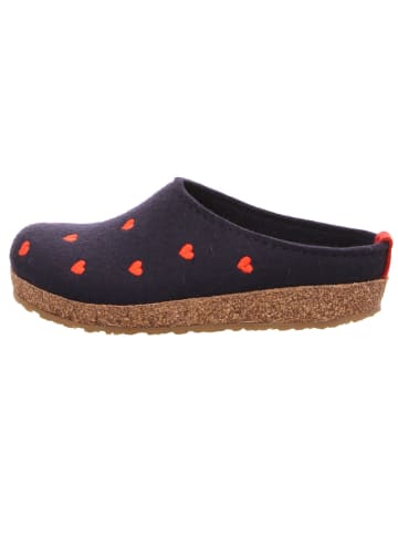 HAFLINGER Pantoffeln Grizzly Cuoricini in mittelblau