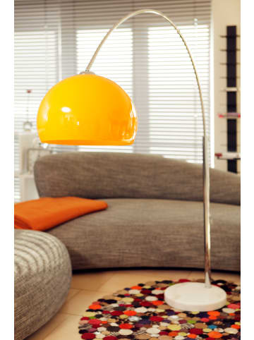 SalesFever Bogenlampe 208 cm höhenverstellbar dimmbar Marmorfuß und Schirm in Orange
