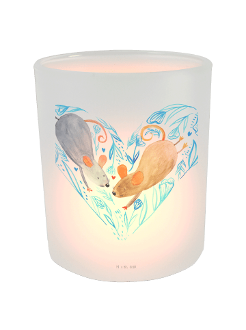 Mr. & Mrs. Panda Windlicht aus Glas Mäuse Herz ohne Spruch in Transparent