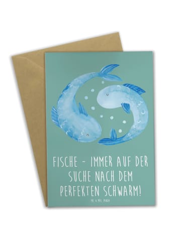 Mr. & Mrs. Panda Grußkarte Fische Schwarm mit Spruch in Meeresbrise