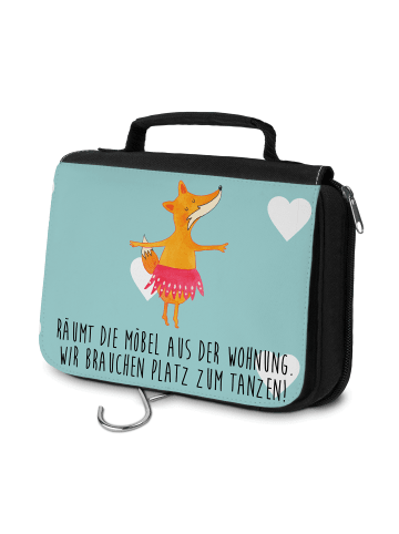 Mr. & Mrs. Panda Kulturtasche Fuchs Ballerina mit Spruch in Türkis Pastell