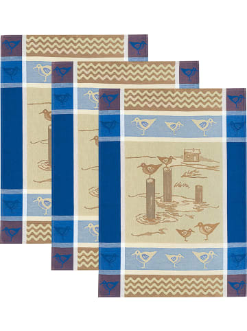 Kracht Jacquard, Halbleinen, Leinen / Halbleinen Geschirrtuch 3er-Pack in Möven
