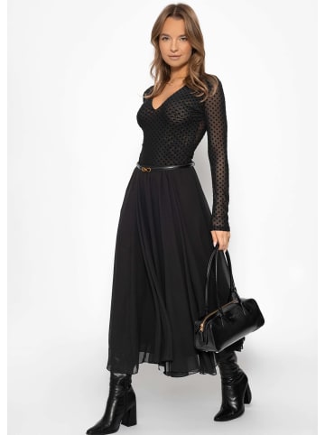SASSYCLASSY Langer Chiffon Rock in Schwarz