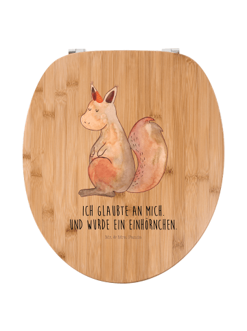 Mr. & Mrs. Panda Motiv WC Sitz Einhorn Glauben mit Spruch in Braun