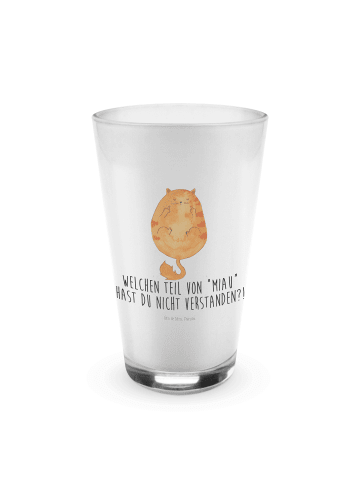 Mr. & Mrs. Panda Latte Macchiato Glas Katze Mittelfinger mit Spruch in Transparent