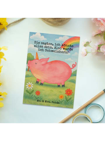 Mr. & Mrs. Panda bildkarte Einhorn Schwein Design mit Spruch in Weiß