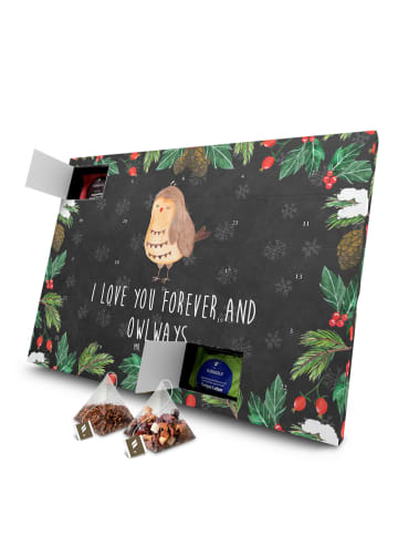 Mr. & Mrs. Panda Tee Adventskalender Eule Zufrieden mit Spruch in Kreidetafel