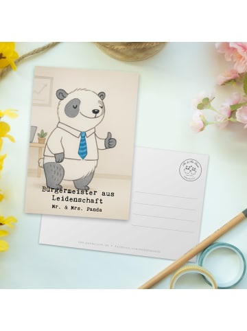 Mr. & Mrs. Panda Postkarte Bürgermeister Leidenschaft Design mit... in Weiß