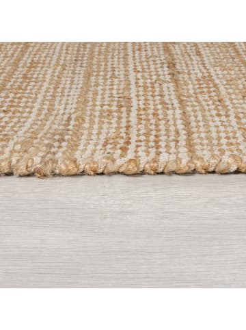 KADIMA DESIGN Stilvoller handgewebter Teppich mit Fransen in Naturtönen
