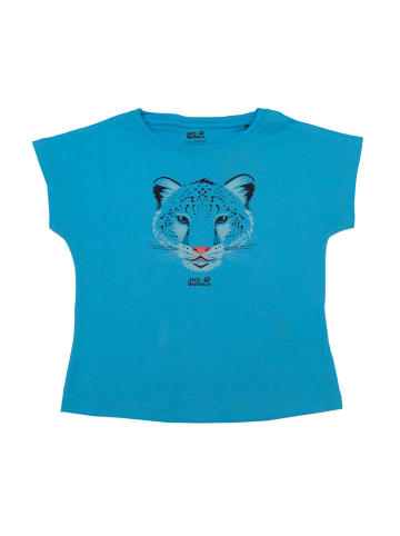 Jack Wolfskin Shirt Leopard Tee Girls in Blau