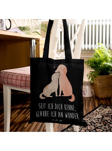Mr. & Mrs. Panda Shopping Tasche Hunde Liebe mit Spruch in Schwarz