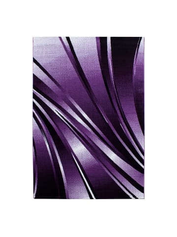 KADIMA DESIGN Teppich Kurzflor Waschbar Wellen DRAU Strapazierfähig OEKO-TEX in Violett