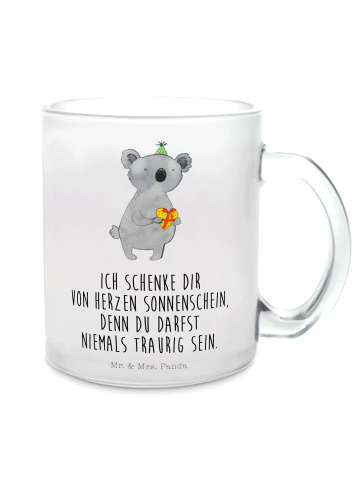 Mr. & Mrs. Panda Glas Koala Geschenk mit Spruch in Transparent