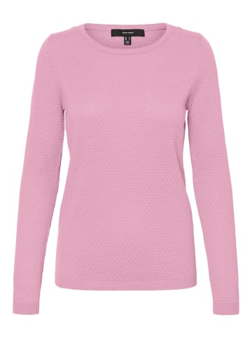 Vero Moda Feinstrick Pullover Struktur Rundhals Longsleeve VMCARE in Rosa-2