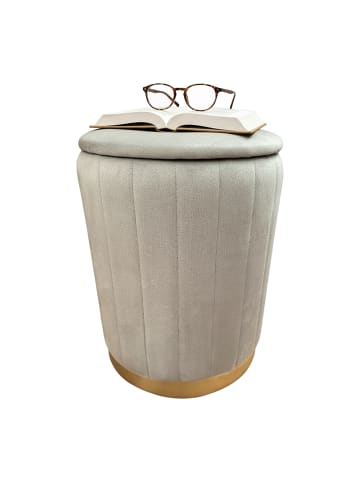 relaxdays Hocker in Hellgrau - (H)42 x Ø 32 cm