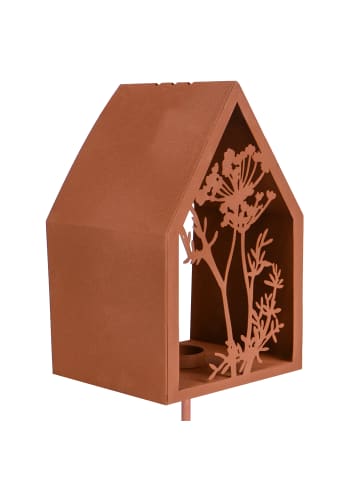 UNUS Lichthaus mit Erdspieß Garten Wildblumen aus Metall in Rost