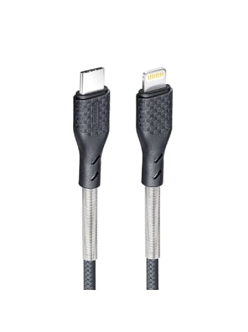 COFI 1453 Carbon Ladekabel Typ C zu iPhone-Anschluss Power Delivery in Schwarz