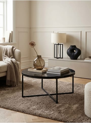 KADIMA DESIGN Couchtisch 80x36x80 cm mit Marmor Optik , Wohnzimmertisch mit in Schwarz