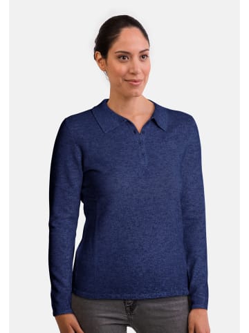 CASH-MERE.CH Poloshirt Langarm in Navy Blau