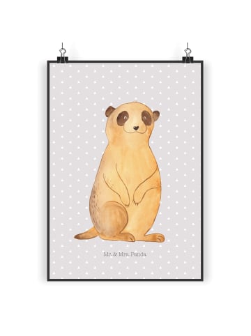 Mr. & Mrs. Panda Poster Erdmännchen ohne Spruch in Grau Pastell