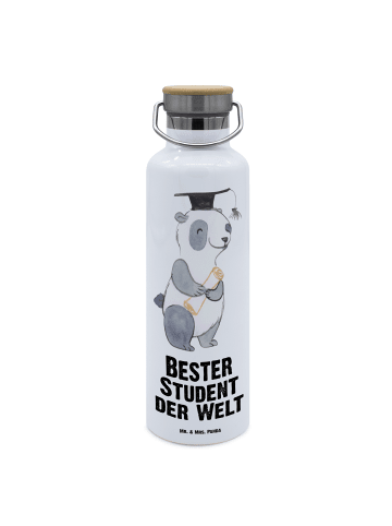Mr. & Mrs. Panda Trinkflasche Pinguin Bester Student der Welt mi... in Weiß