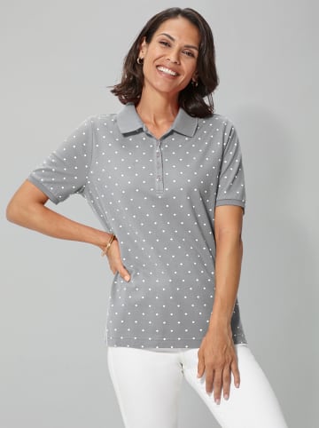 WITT WEIDEN Poloshirt in grau-meliert-getupft