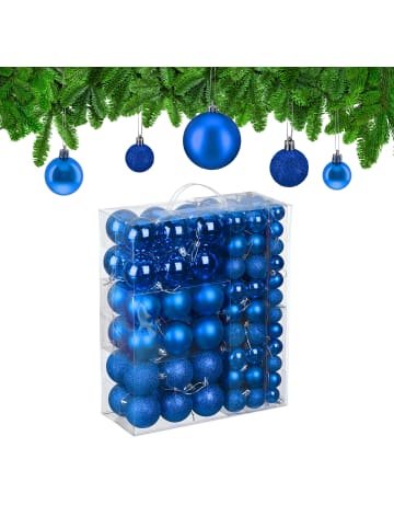 relaxdays 138-tlg. Weihnachtskugeln Set in Blau