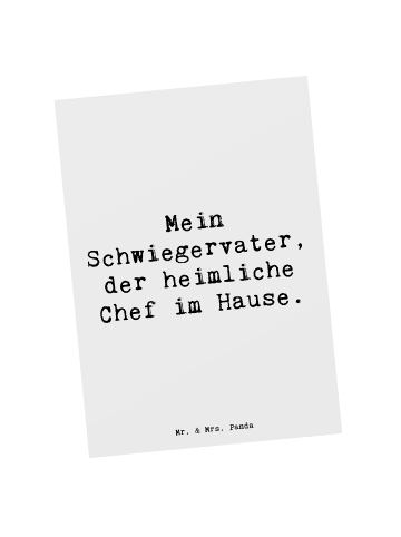 Mr. & Mrs. Panda Postkarte Schwiegervater Chef mit Spruch in Weiß