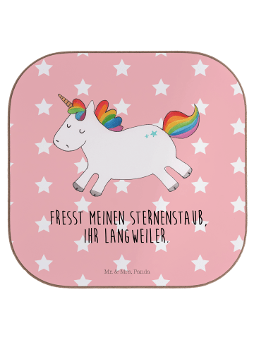 Mr. & Mrs. Panda Untersetzer Einhorn Happy mit Spruch in Rot Pastell