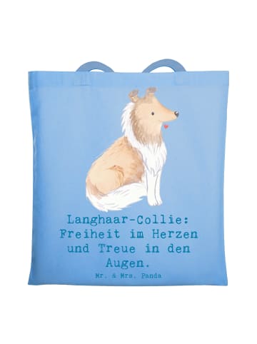 Mr. & Mrs. Panda Schultertasche Langhaar Collie Treue mit Spruch in Sky Blue
