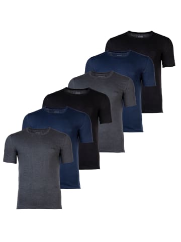 BOSS T-Shirt 6er Pack in Blau/Grau/Schwarz