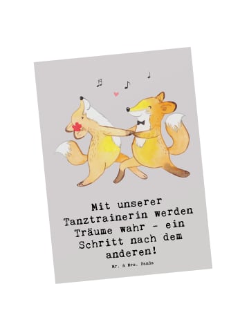 Mr. & Mrs. Panda Wanddeko Tanzen Trainerin mit Spruch in Grau Pastell
