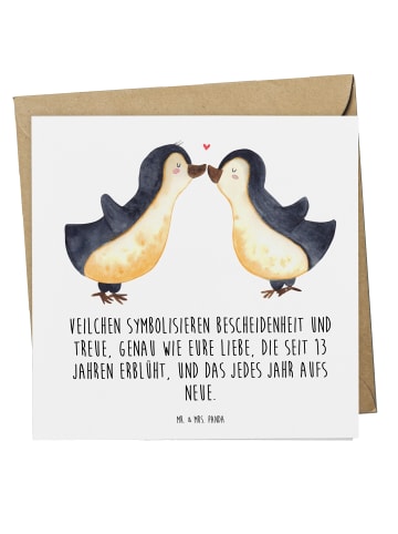 Mr. & Mrs. Panda Deluxe Karte 13. Hochzeitstag Veilchenhochzeit ... in Weiß