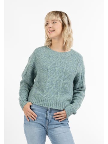 myMo Damen Strickpullover in Blau Mint Melange