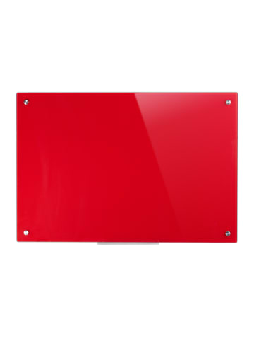 relaxdays Magnettafel Glas in Rot - (B)90 x (H)60 cm