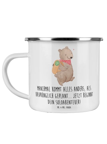 Mr. & Mrs. Panda Camping Emaille Tasse Scheidung Soloabenteuer m... in Weiß