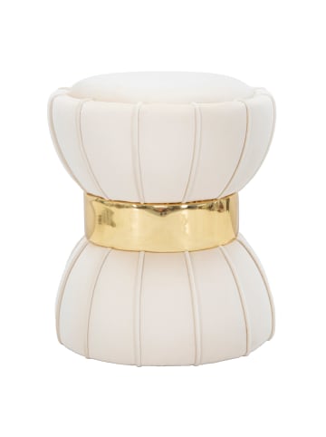Mauro Ferretti Beigefarbener, gepolsterter Pouf aus Stoff, Ø 40 x 44 cm