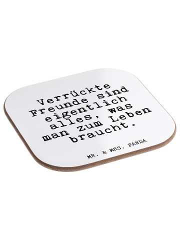 Mr. & Mrs. Panda Bierdeckel Verrückte Freunde sind eigentlich...... in Weiß