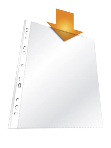 Durable Prospekthüllen A4 PP 60my Universallochung Packung mit 100 Stück im Karton