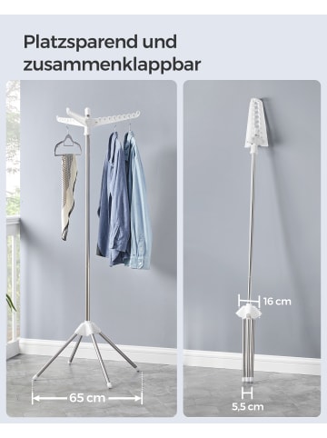 SONGMICS Wäscheständer Bunji in Weiß - (B)65 x (H)150 x (T)65 cm