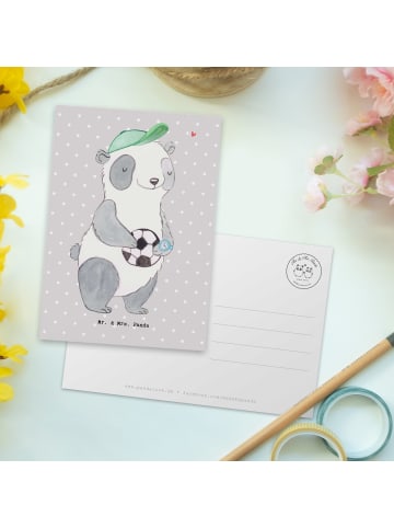 Mr. & Mrs. Panda Grußkarte Fußballtrainer Herz ohne Spruch in Grau Pastell