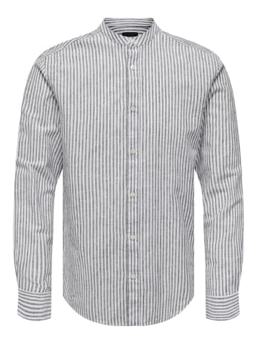 Only&Sons Leichtes Leinen Hemd Langarm Slim Fit in Dunkelblau