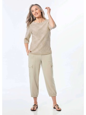 GOLDNER Kurzgröße:  Jacquardpullover mit Glanzeffekt in beige